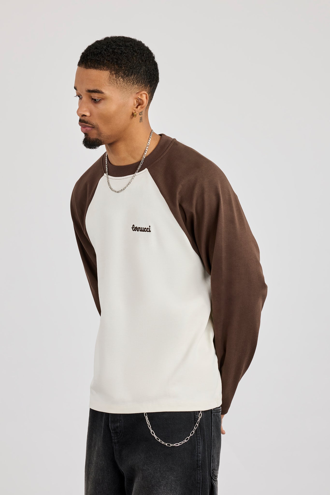 Long Sleeve Contrast Raglan T-Shirt - Off White